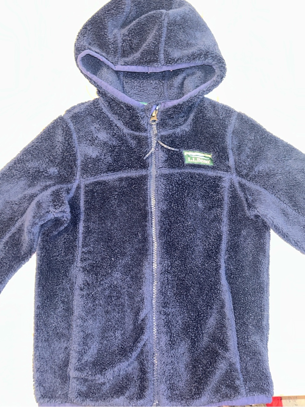 L.L. Bean Kids Plush Hooded Zip Jacket in Navy Blue